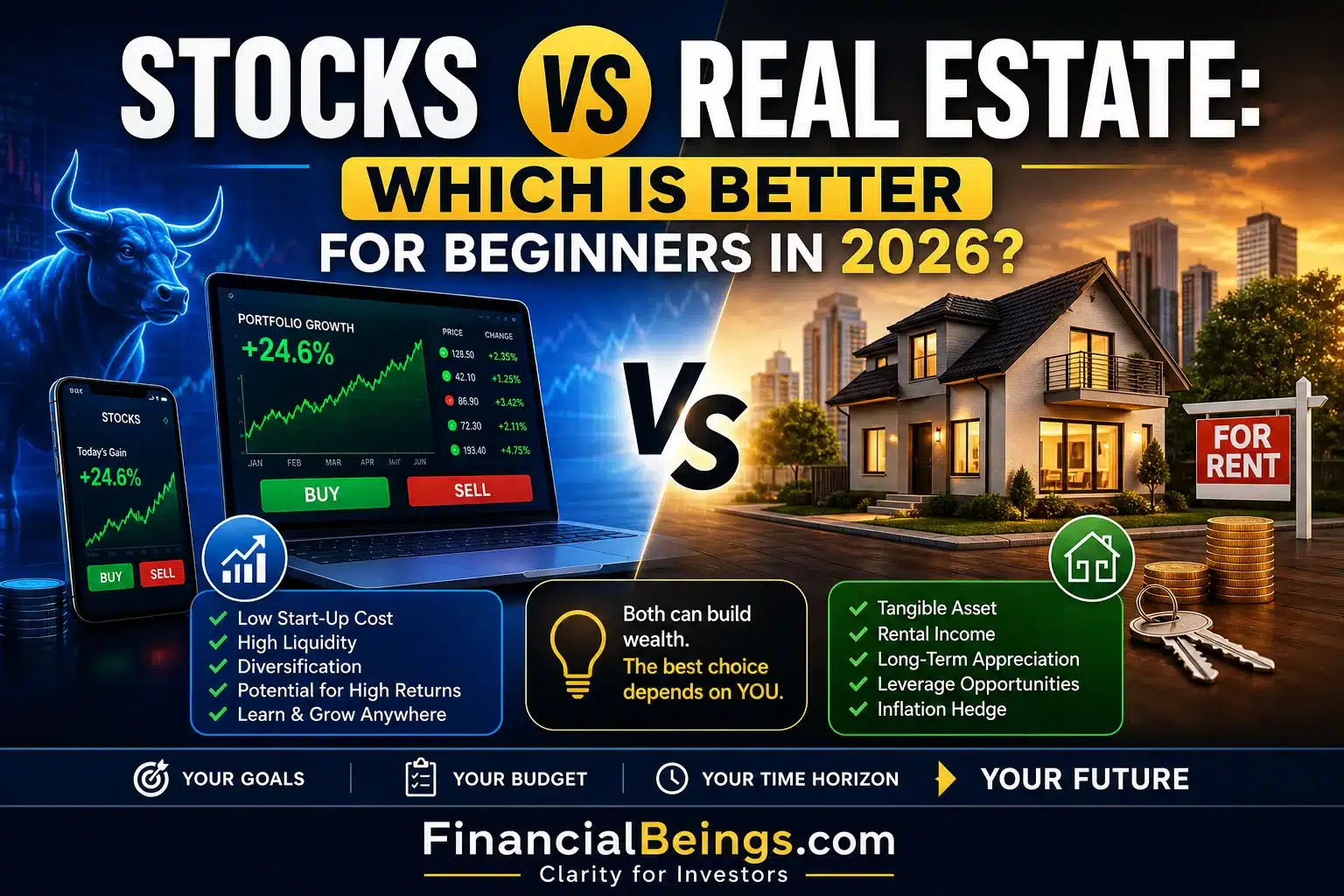 Stocks vs Real Estate: Which Is Better for Beginners in 2026?